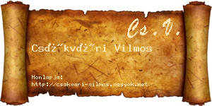 Csákvári Vilmos névjegykártya